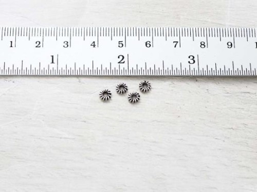 30 of 925 Sterling Silver Oxidized Small Spiral Spacer Beads 4.3 mm.