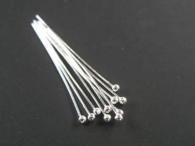 925 Sterling Silver Head Pins 30x0.5 mm.