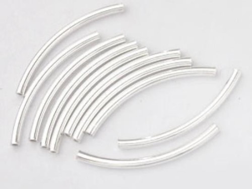 10 of 925 Sterling Silver Curve Beads 2x30 mm.