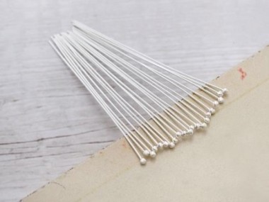 925 Sterling Silver Head Pins 50 mm.