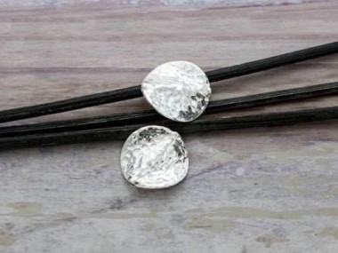 Karen Hill Tribe Silver Hammered Twisted Disc Beads 17 mm.