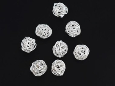 8 of Karen Hill Tribe Silver Wire Ball Beads 8.5 mm.