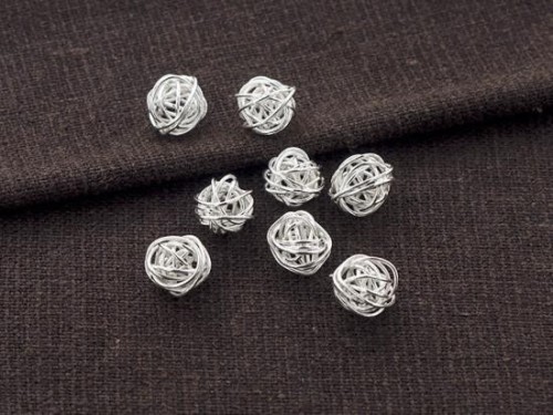 8 of Karen Hill Tribe Silver Wire Ball Beads 8.5 mm.