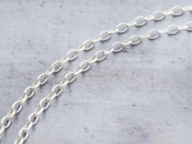 925 Sterling Silver Oval Rolo Chain 2.6x3.8 mm.