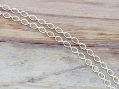 925 Sterling Silver Marquise Chain 3x4 mm.