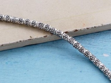 Karen Hill Tribe Silver Imprint Beads 3.3x3.5mm.