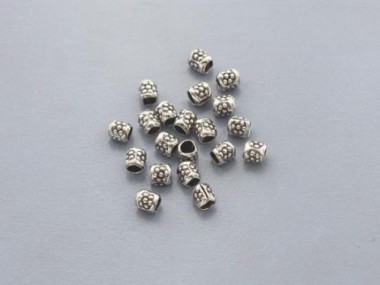 Karen Hill Tribe Silver Imprint Beads 3.3x3.5mm.