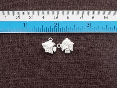 4 of 925 Sterling Silver Fish Charms 9x11 mm.