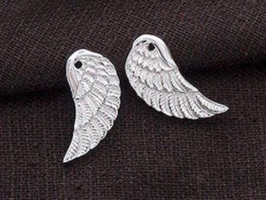 925 Sterling Silver Angel Wing Charms 8x18mm.