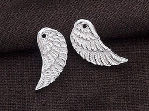 2 of 925 Sterling Silver Angel Wing Charms 8x18mm.