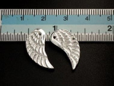 925 Sterling Silver Angel Wing Charms 8x18mm.