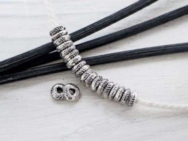 Karen Hill Tribe Silver Imprinted Disc Beads 6x1.8 mm.