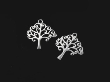 2 of 925 Sterling Silver Tree of Life Charms 16x16.5mm. Polished finish