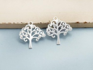 925 Sterling Silver Tree of Life Charms 16x16.5mm.