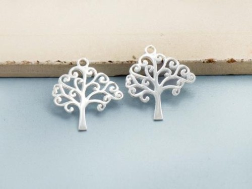 2 of 925 Sterling Silver Tree of Life Charms 16x16.5mm. Polished finish