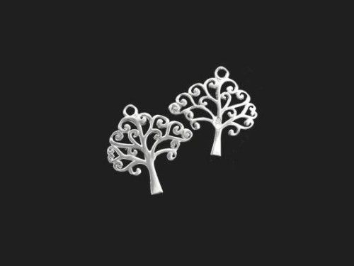 2 of 925 Sterling Silver Tree of Life Charms 16x16.5mm. Polished finish