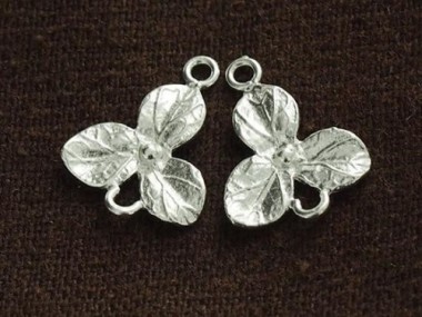 2 of 925 Sterling Silver Flower Connectors,Links 10x13 mm.