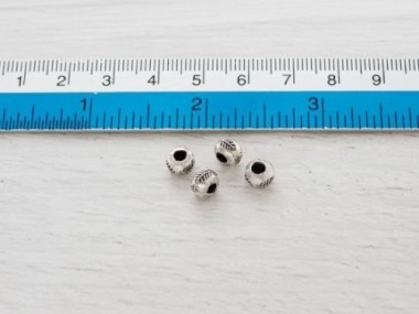 Karen Hill Tribe Silver Leaf Imprint Beads 6 x 4.5 mm.