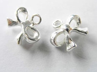 925 Sterling Silver Bow Charms 8x11 mm.