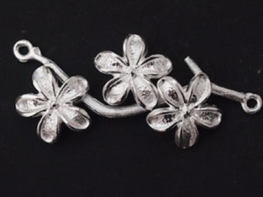 925 Sterling Silver Flower Branch Link, Connector 18x37mm.