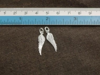 925 Sterling Silver Angel Wing Charms 6x22mm.