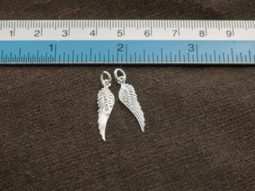 2 of 925 Sterling Silver Angel Wing Charms 6x22mm.