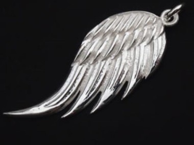 925 Sterling Silver Angel Wing Pendant 14x34mm.