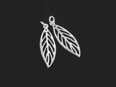 925 Sterling Silver Leaf Charms 9x27 mm.,