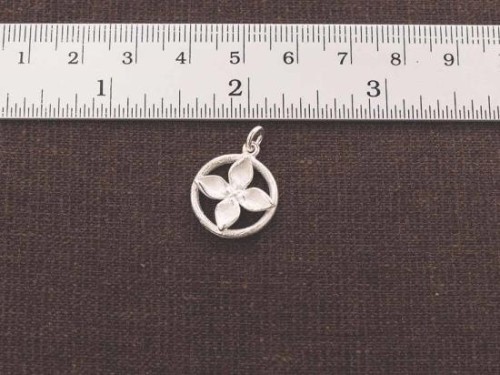 1 of 925 Sterling Silver Flower Pendant 16mm. Matte Finish.