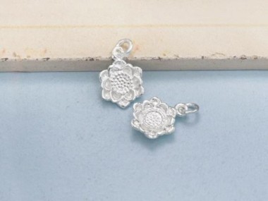 925 Sterling Silver Flower Charms 10mm.