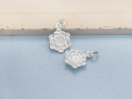 2 of 925 Sterling Silver Flower Charms 10mm. Tiny Charms.