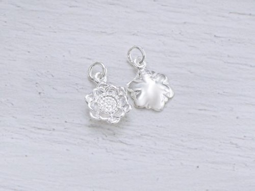 2 of 925 Sterling Silver Flower Charms 10mm. Tiny Charms.