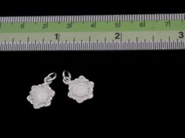 925 Sterling Silver Flower Charms 10mm.