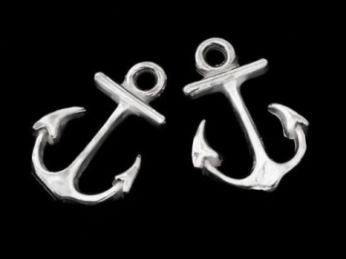 2 of 925 Sterling Silver Anchor Charms 11x15mm.Polish Finished