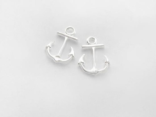 2 of 925 Sterling Silver Anchor Charms 11x15mm.Polish Finished