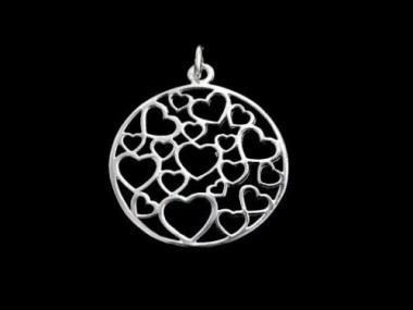 925 Sterling Silver Cutout Heart Pendant 25mm.P