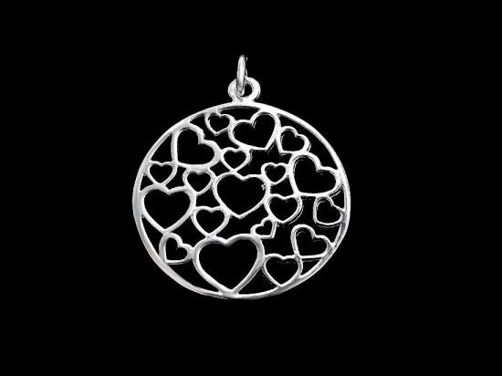 1 of 925 Sterling Silver Cutout Heart Pendant 25mm.Polish Finished