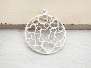 925 Sterling Silver Cutout Heart Pendant 25mm.P