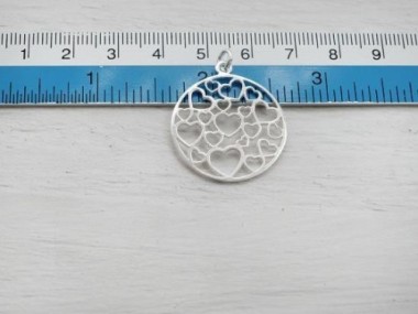 925 Sterling Silver Cutout Heart Pendant 25mm.P