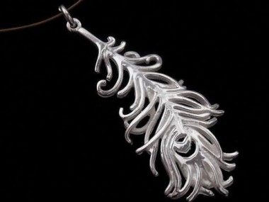 925 Sterling Silver Peacock Feather Charm 15x41mm.