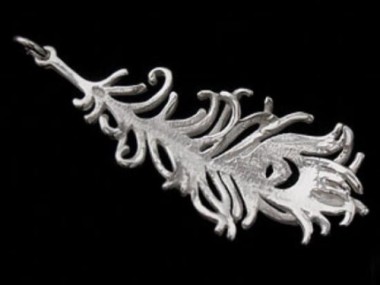 925 Sterling Silver Peacock Feather Charm 15x41mm.