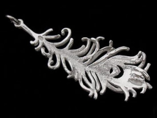 1 of 925 Sterling Silver Peacock Feather Charm 15x41mm. Polish Finished.