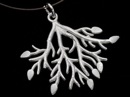 1 of 925 Sterling Silver Leaf Branch Pendant 22x28 mm.