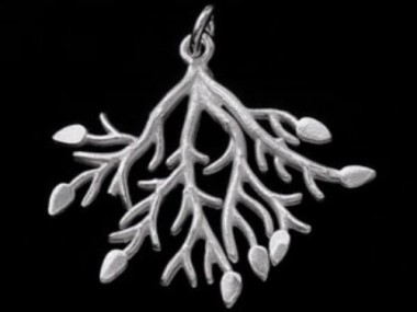 925 Sterling Silver Leaf Branch Pendant 22x28 mm.