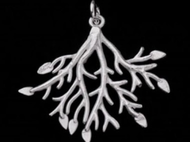 925 Sterling Silver Leaf Branch Pendant 22x28 mm.