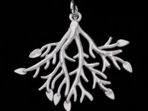 1 of 925 Sterling Silver Leaf Branch Pendant 22x28 mm.