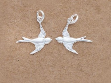 925 Sterling Silver bird charms 15x17mm.