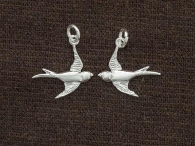 925 Sterling Silver bird charms 15x17mm.