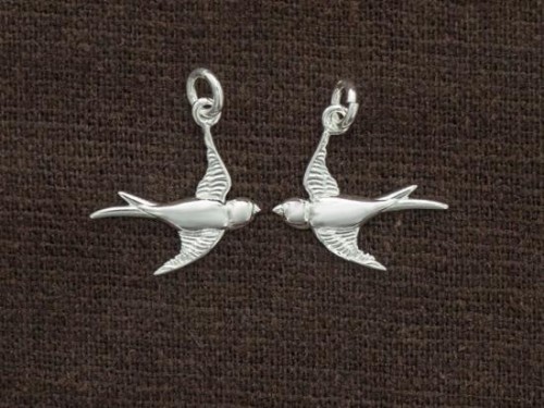 2 of 925 Sterling Silver bird charms 15x17mm.