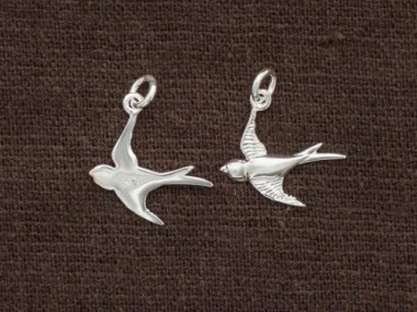 925 Sterling Silver bird charms 15x17mm.